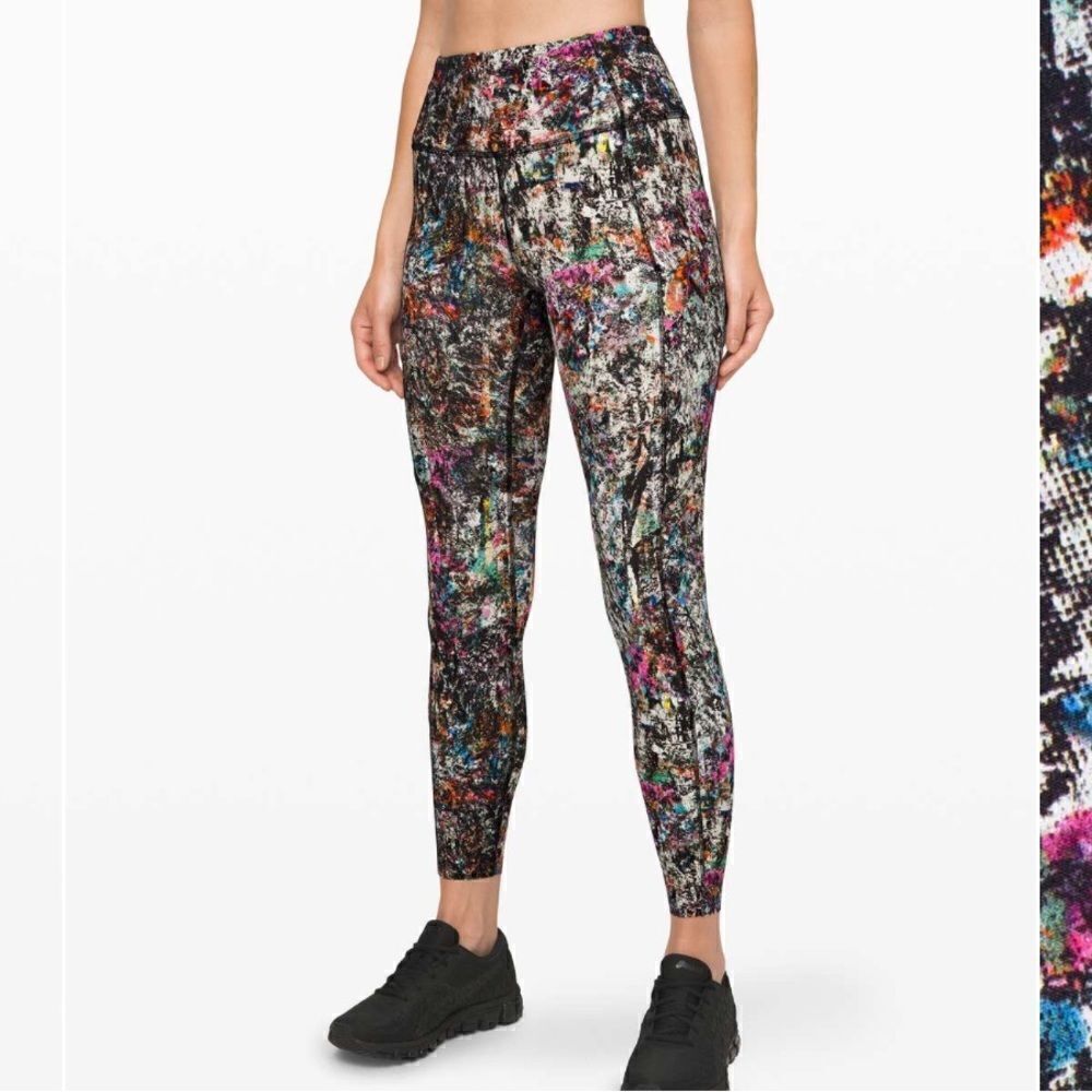 Lululemon Fast and Free Printed Tight II Womens 4 Workout Athletic